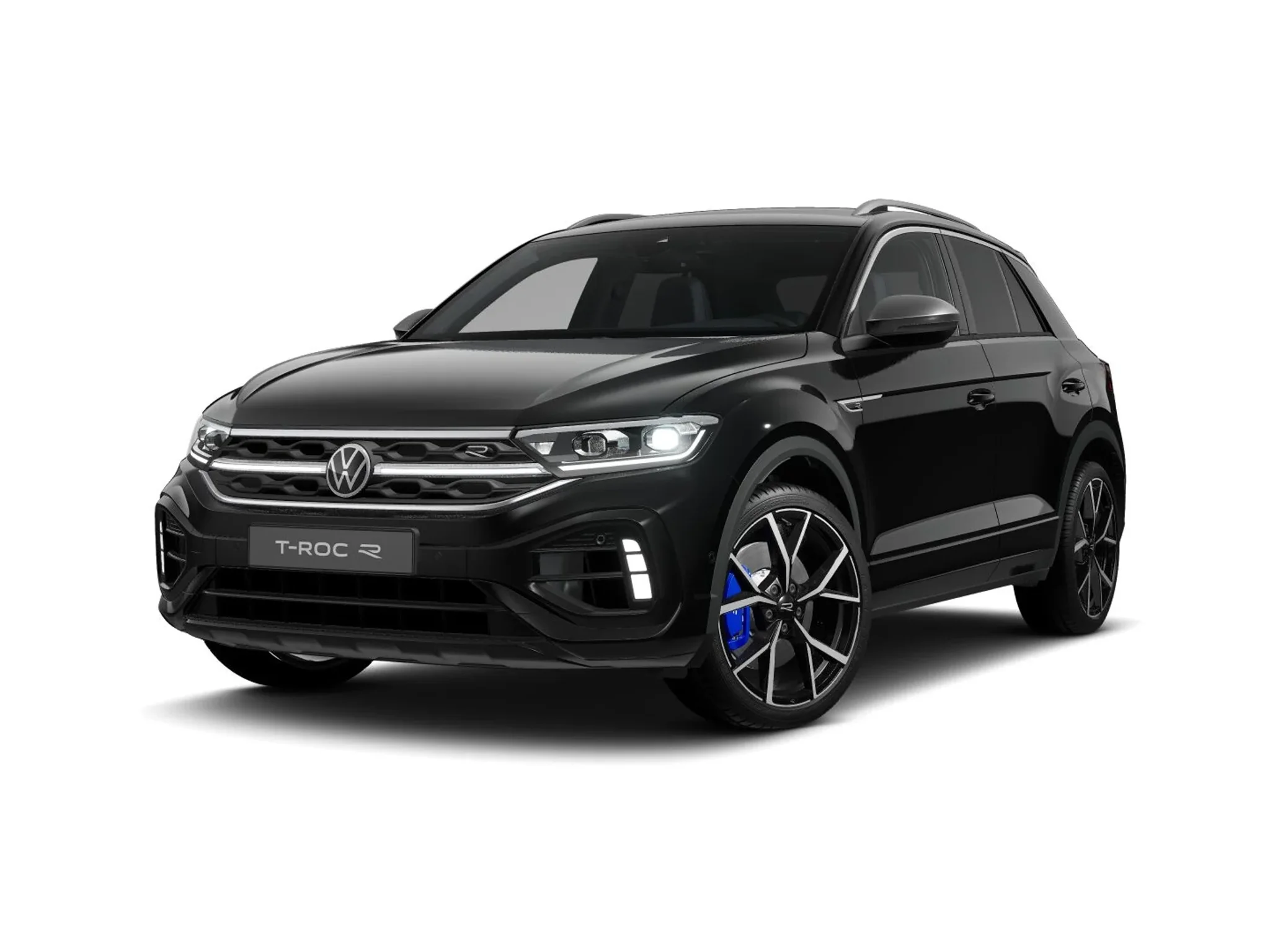 VW T-Roc R in schwarz perleffekt, Aufnahme von vorn links