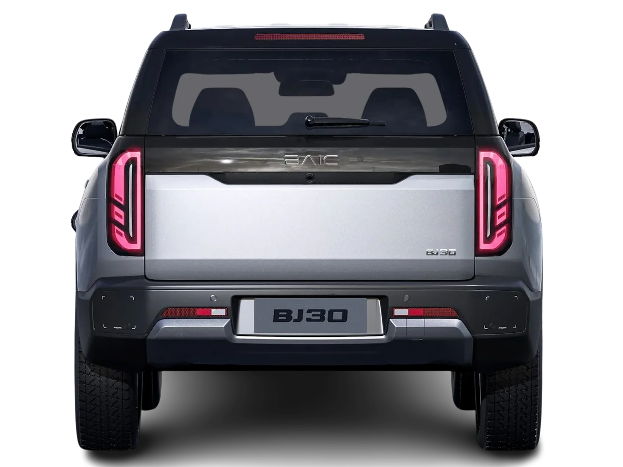 baic bj30 in grau von hinten aufgenommen