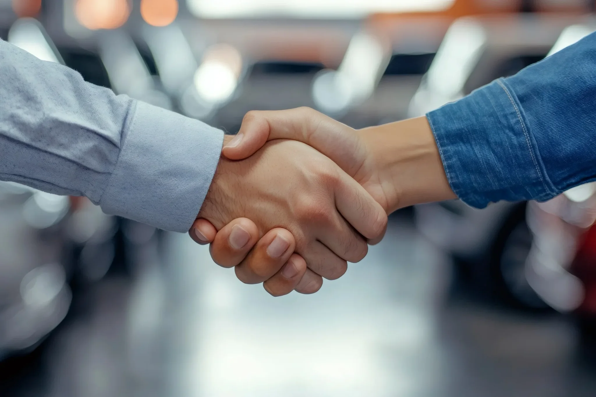 Kunde und Verkäufer beim Handschlag