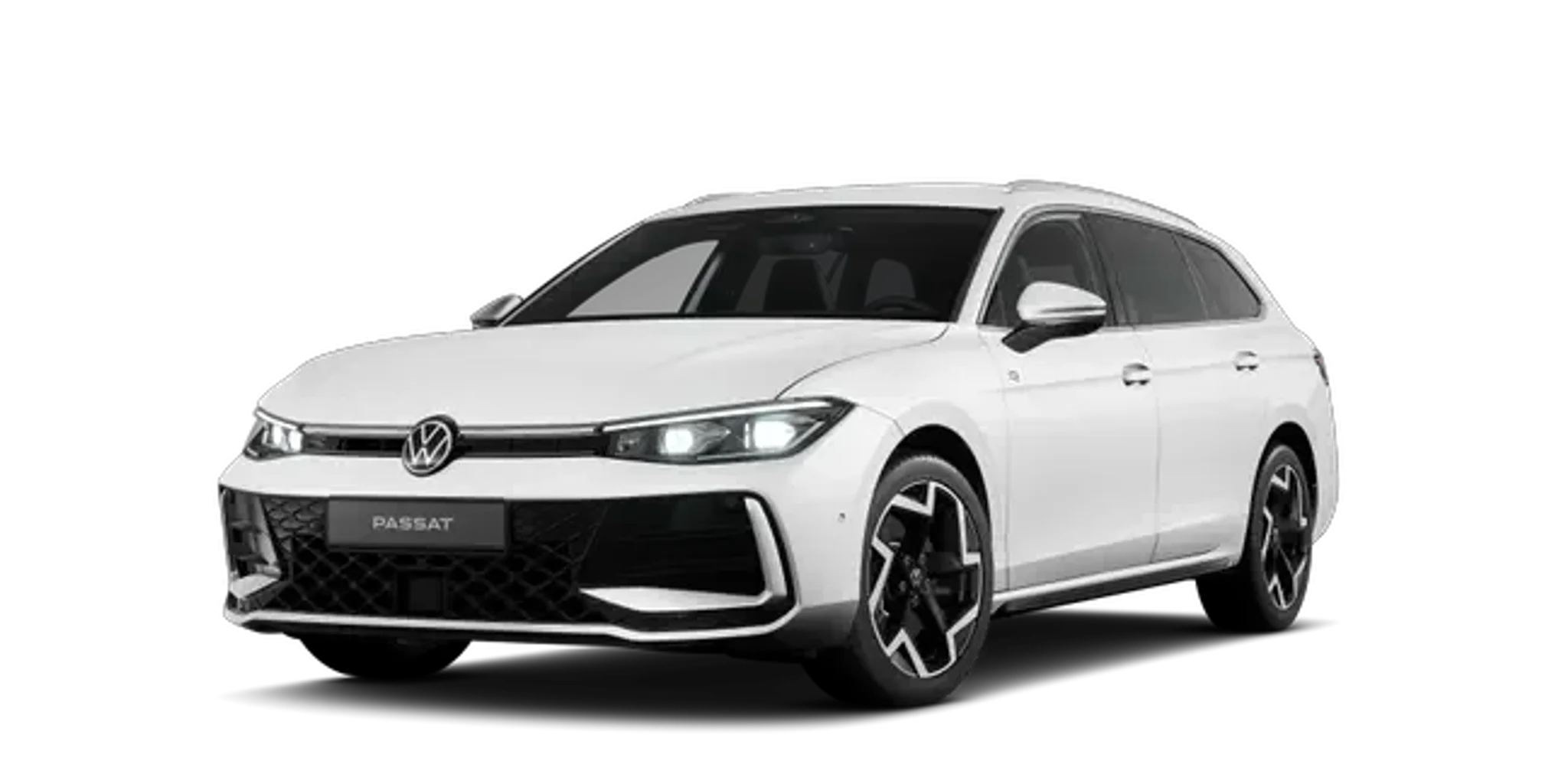 Passat Variant in weiß, von vorne links fotografiert