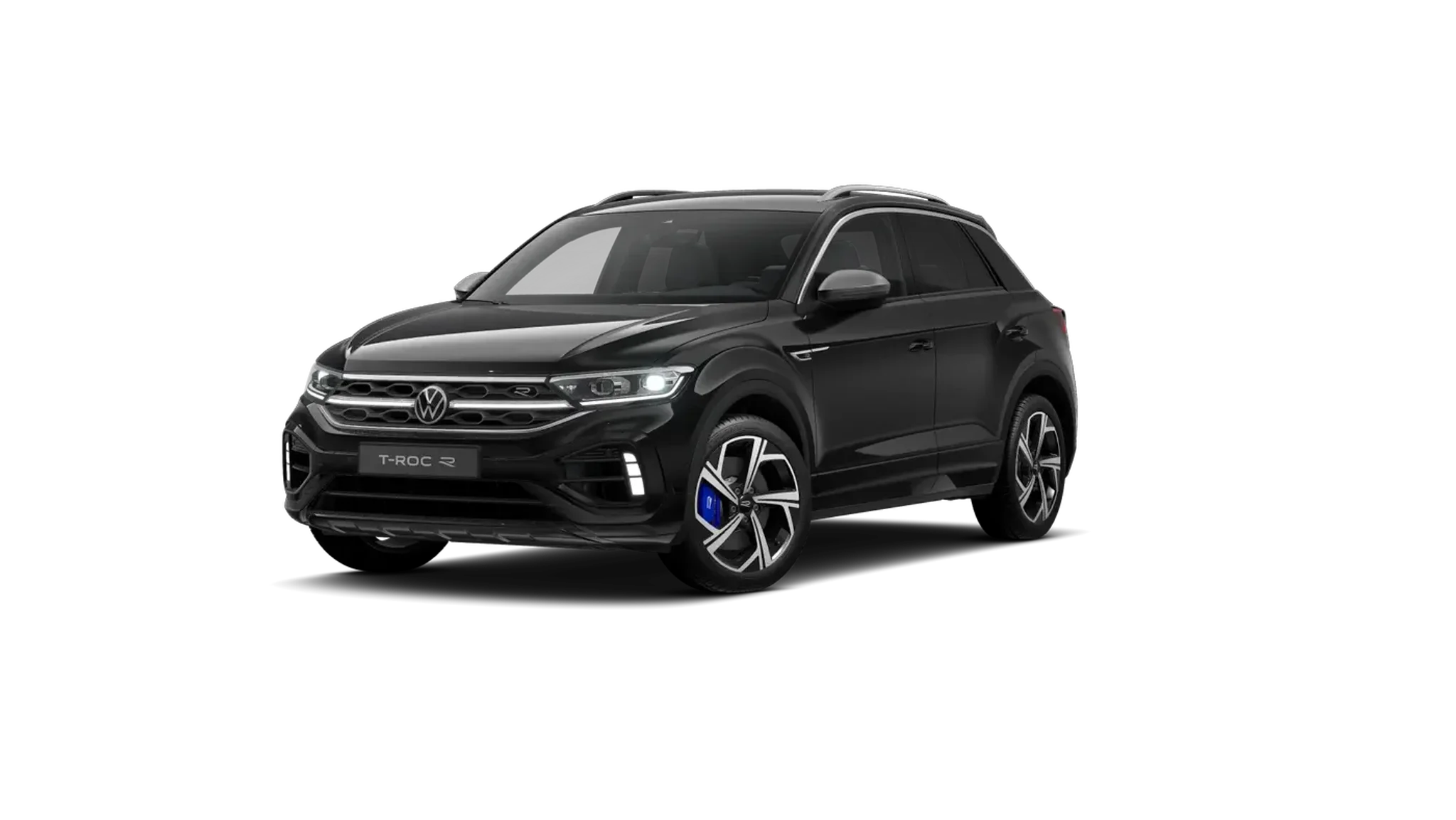 VW T-Roc in schwarz von vorne links fotografiert