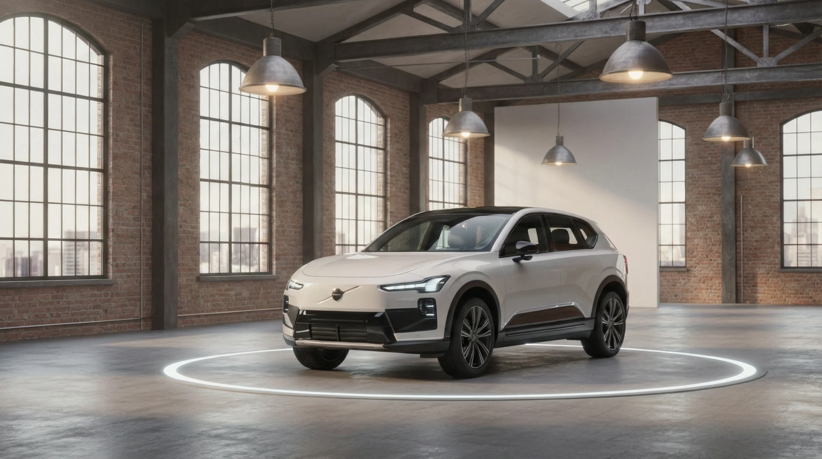 Volvlo EX60 in grau in einer Indutriehalle