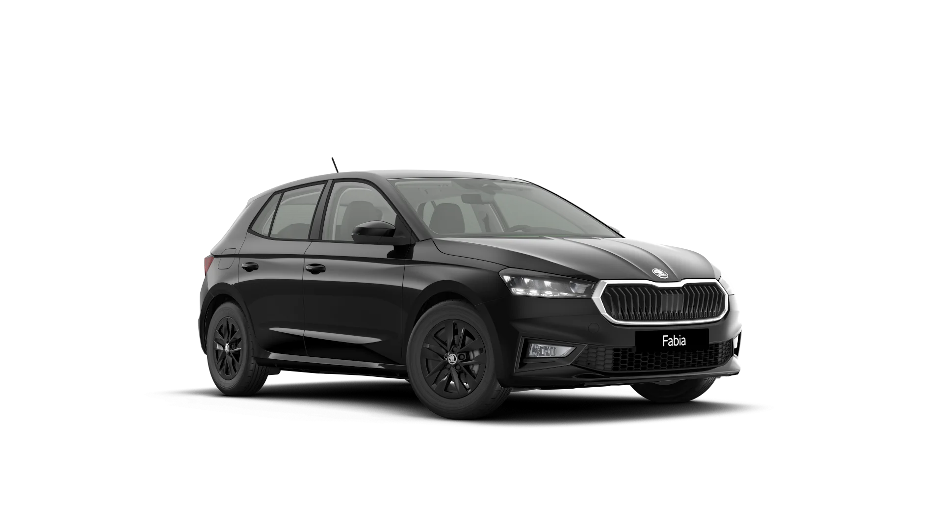 Skoda Fabia in schwarz in Front Seiten Ansicht.png