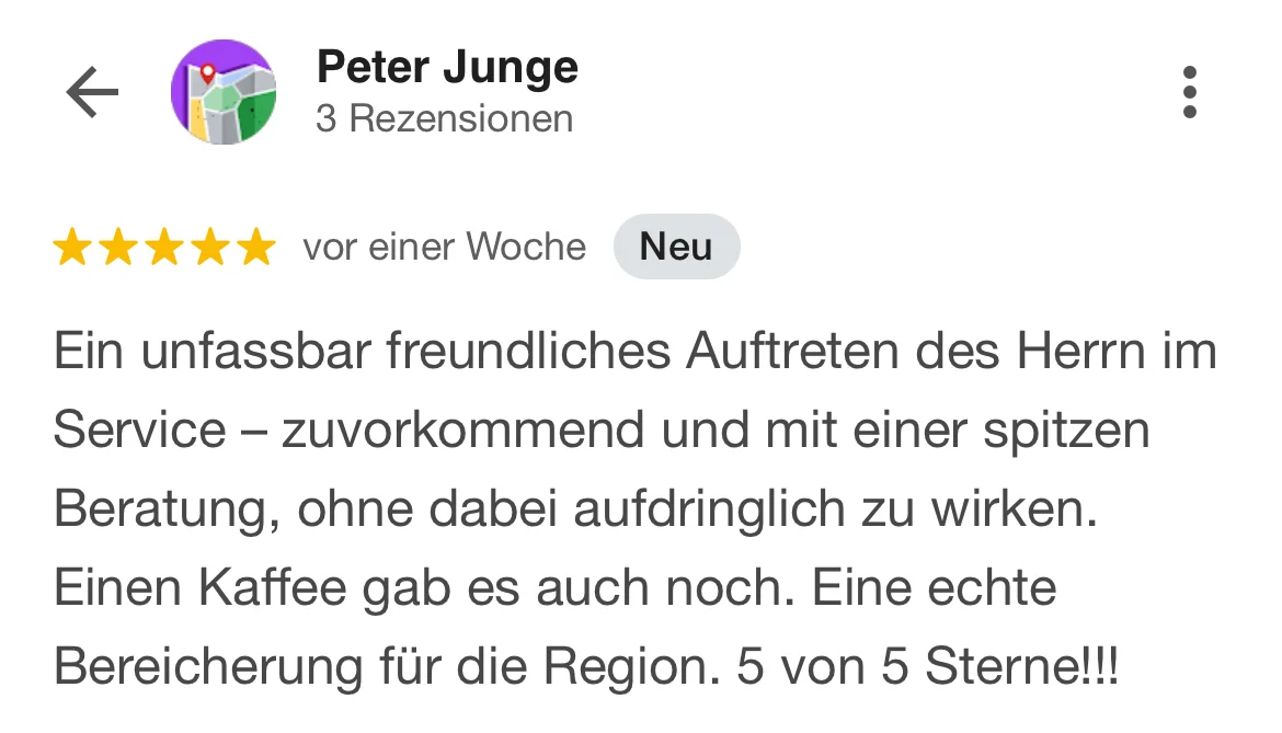 Google Bewertung für Caravan Center Nord Heide von Peter Junge