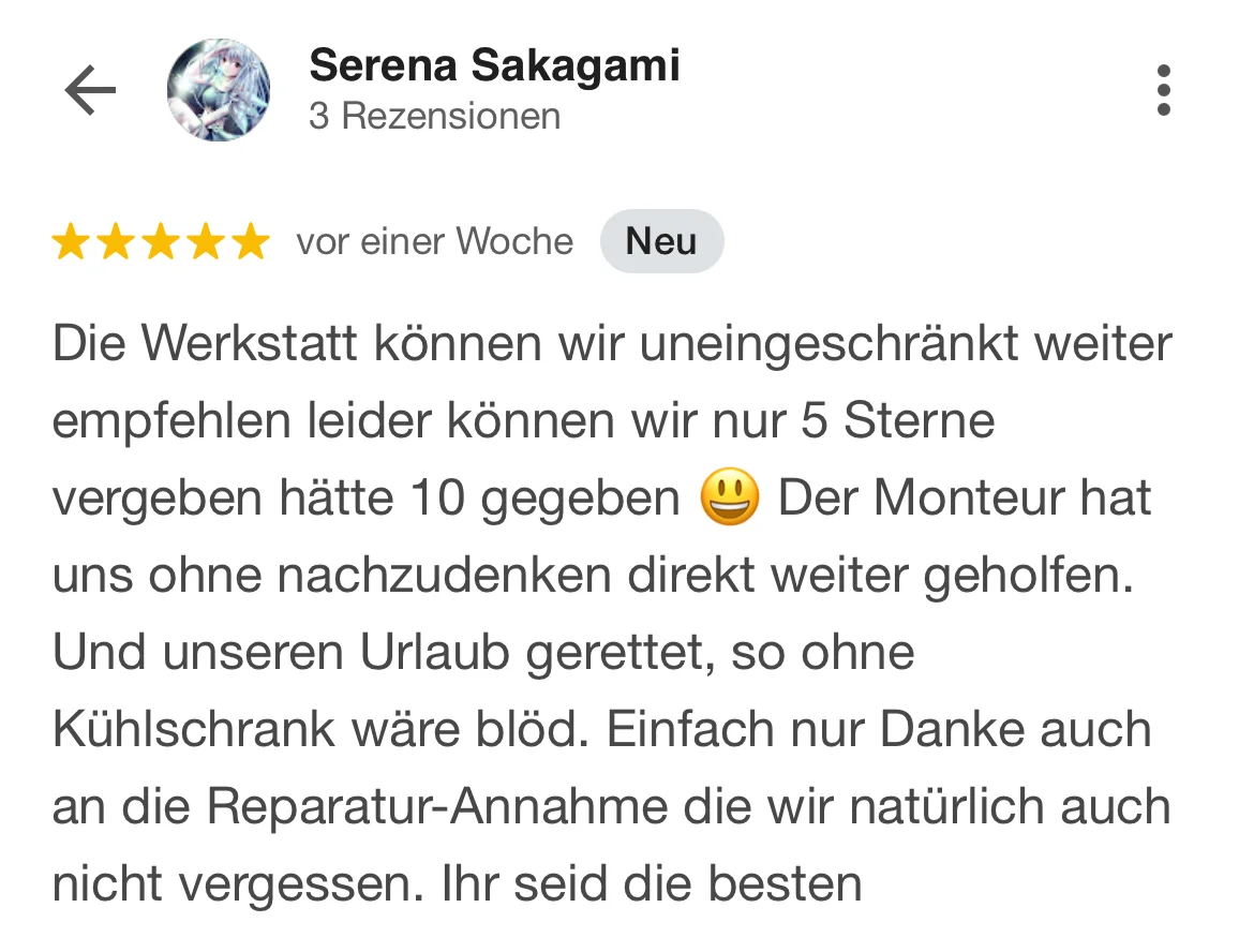 Google Bewertung für Caravan Center Nord Heide von Serena Sakagami