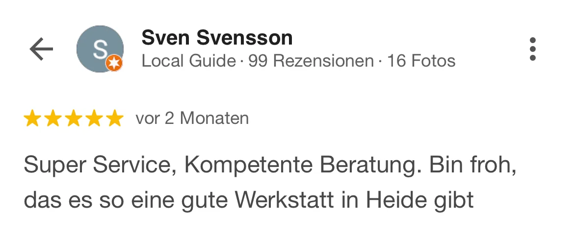 Google Bewertung für Caravan Center Nord Heide von Sven Svensson