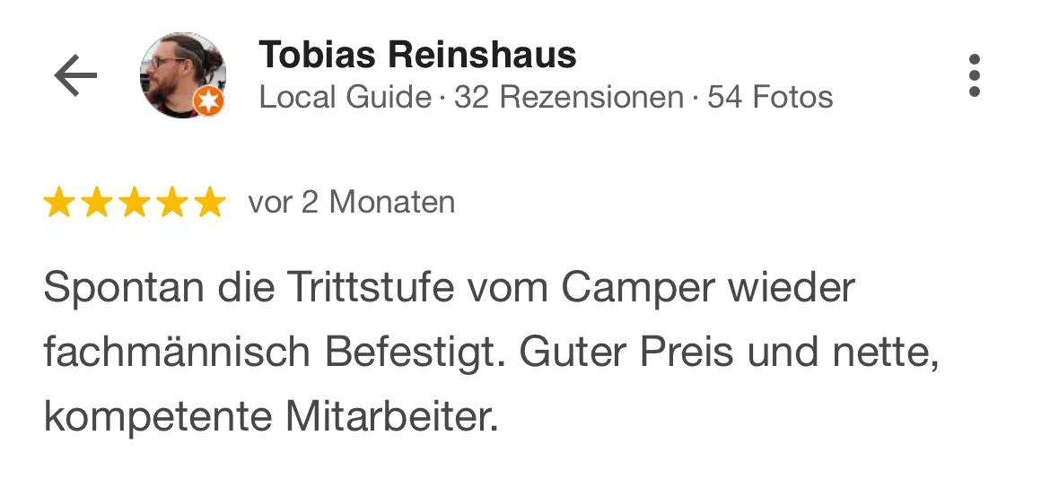Google Bewertung für Caravan Center Nord von Tobias Reinshaus