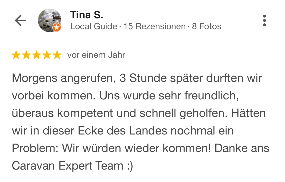 Google Bewertung für Caravan Center Nord Silberstedt von Tina S.