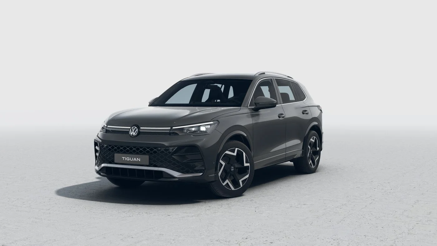 Grauer Tiguan R-Line in seitlicher Frontansicht.jfif