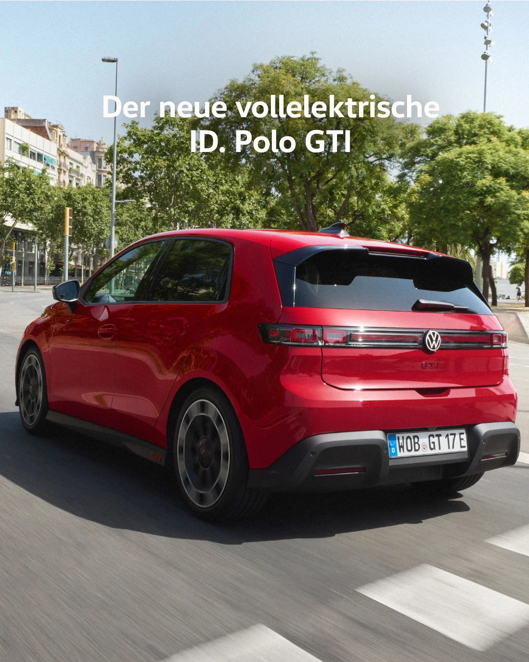 Heckansicht des neuen vollelektrischen ID Polo GTI 