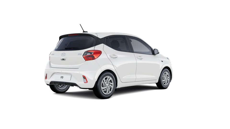 hyundai-i10 in weißansicht von schräg hinten