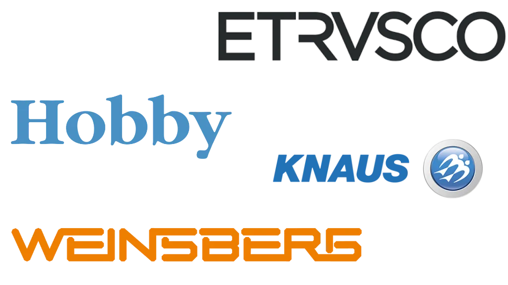 Marken Logos Knaus, Hobby, Weinsberg & Etrusco