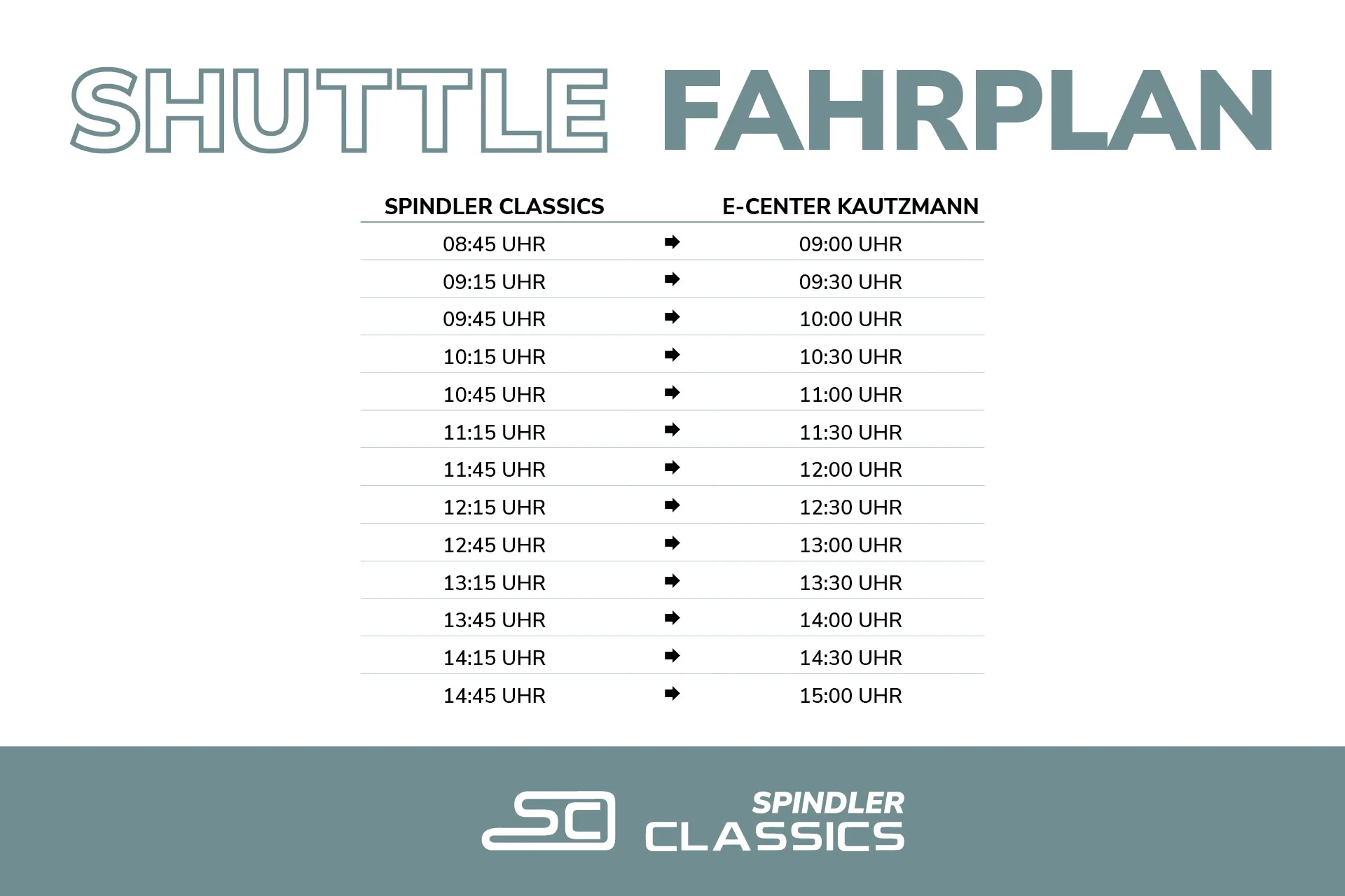 Shuttlezeiten Rückfahrt Franken Classics 2024