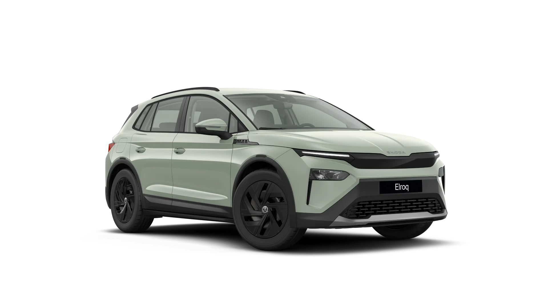 Skoda Elroq Essence von 45-Grad Sicht von vorne rechts