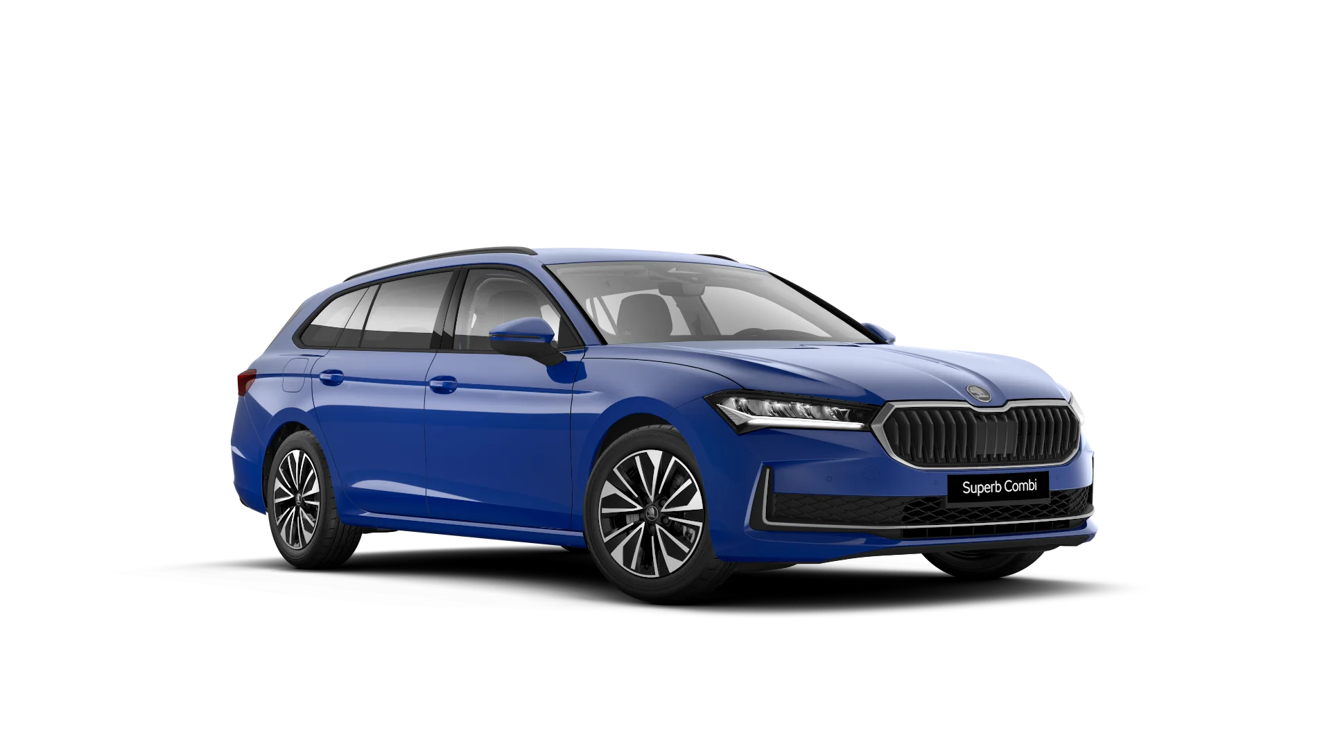 Skoda Superb in blau in Front-Seiten-Ansicht