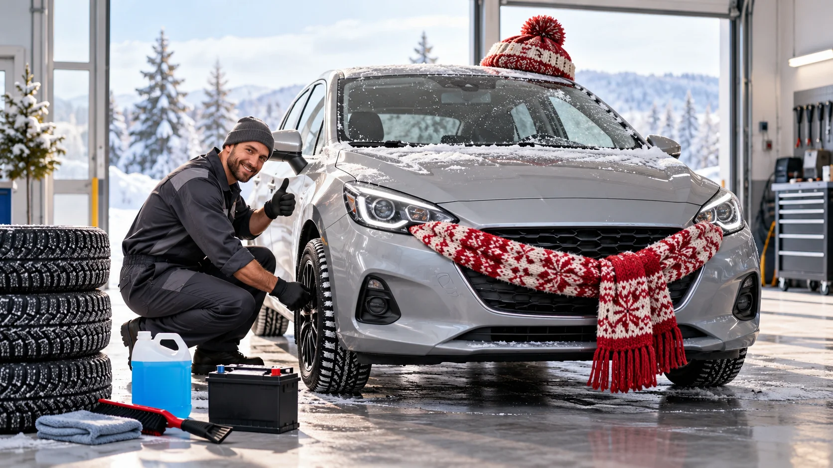 Winterlicher Reifencheck mit Schneeschal-Kleinwagen.png Dieses Bild wurde mit KI generiert oder bearbeitet